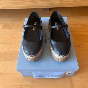 Prada Leather Ballet Flats, Size 35